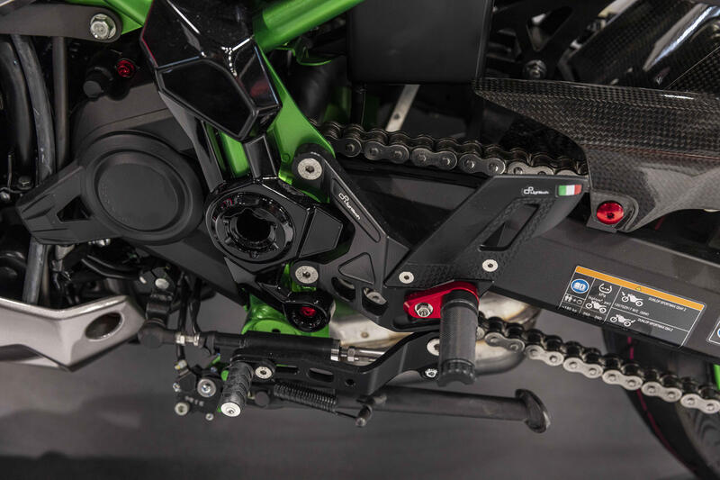 Pedane Regolabili Con Poggia Piedi Fissi per Kawasaki Nero